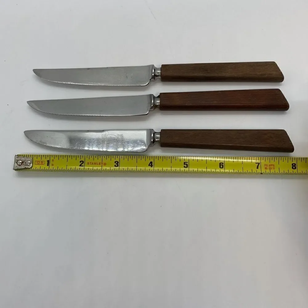 Lot Of 3 Kirk & Matz Sheffield England Wood‎ Handle Steak Knives